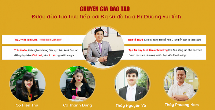 Đội ngũ giảng viên ở lớp học Photoshop của Việt Tâm Đức